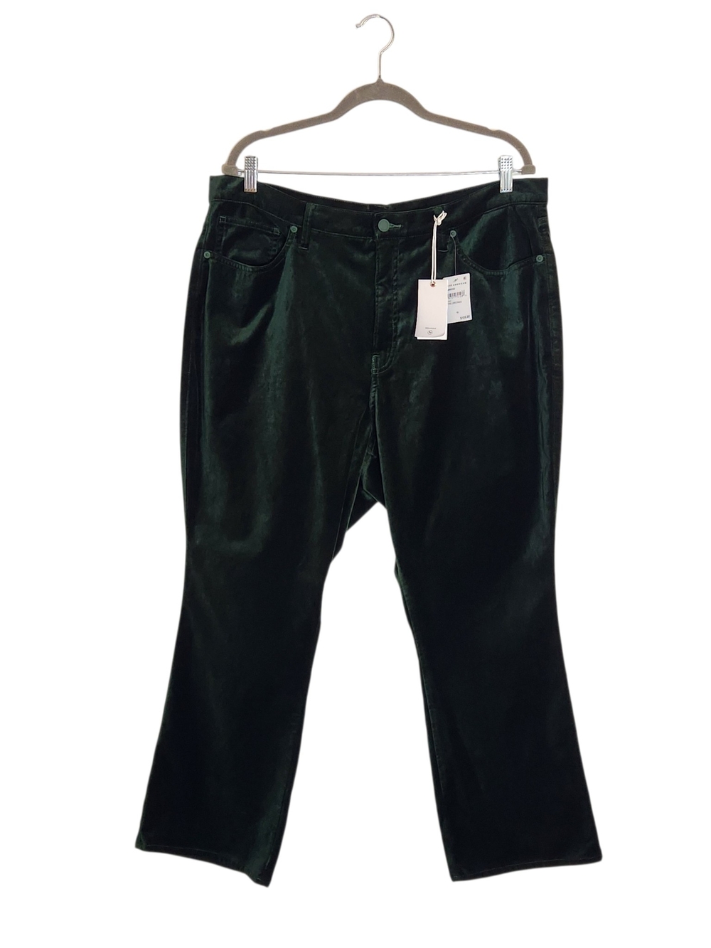 Good American Green Velvet High Rise Kick Flare Pants Size 18 NWT